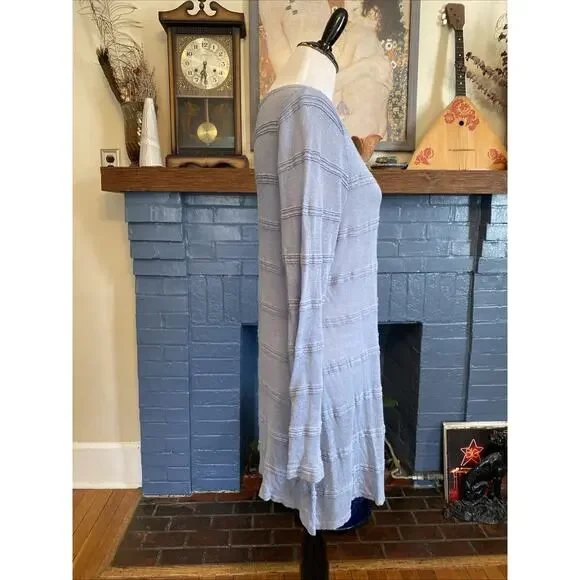 Soft Surroundings XL LINEN Vicose Gauze Cardigan Duster Light Blue Button Up - Picture 3 of 13